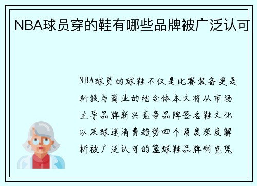NBA球员穿的鞋有哪些品牌被广泛认可